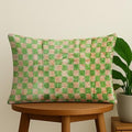 Strasbourg – Bold Grid Pattern – Green Ochre Harmony – Ikat Velvet – Contemporary Eclectic Accent