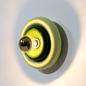 Ceramic Wall lamp, Handmade Round Sconce Light, Colourful Flush Mount, Hallway Lightning